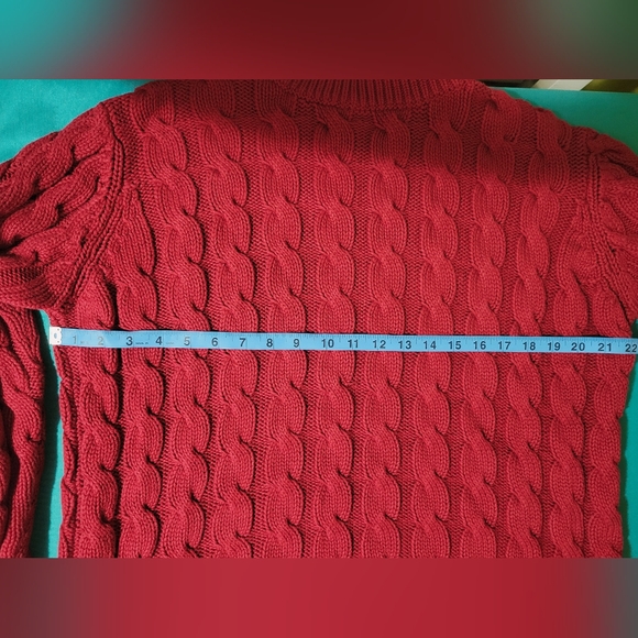 Vintage LL Bean Cable Knit Mock Neck Women’s Sweater Size L 100% Cotton - Picture 8 of 9